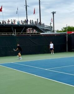 British tennis player Jack Draper during a practice session at the National Bank Open in Montreal.