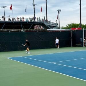 British tennis player Jack Draper during a practice session at the National Bank Open in Montreal.