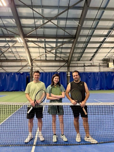 Waepril Chua, founder of The Modern Serve, at the Tennis Centre Langley during a beginner tennis social event.